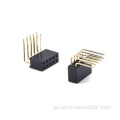 Conector hembra de 2,54 mm de doble fila en ángulo recto